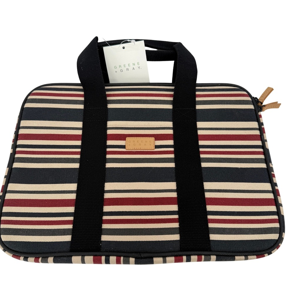 Greene & Gray Brand NWT Striped Laptop Sleeve Nautical Preppy‎ Academic Thin